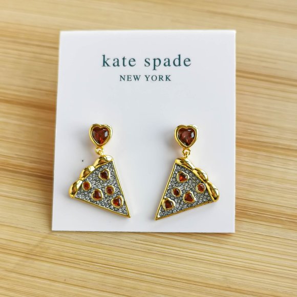 Kate Spade Pizza My Heart Gold Multicolor Drop Earrings 🎉